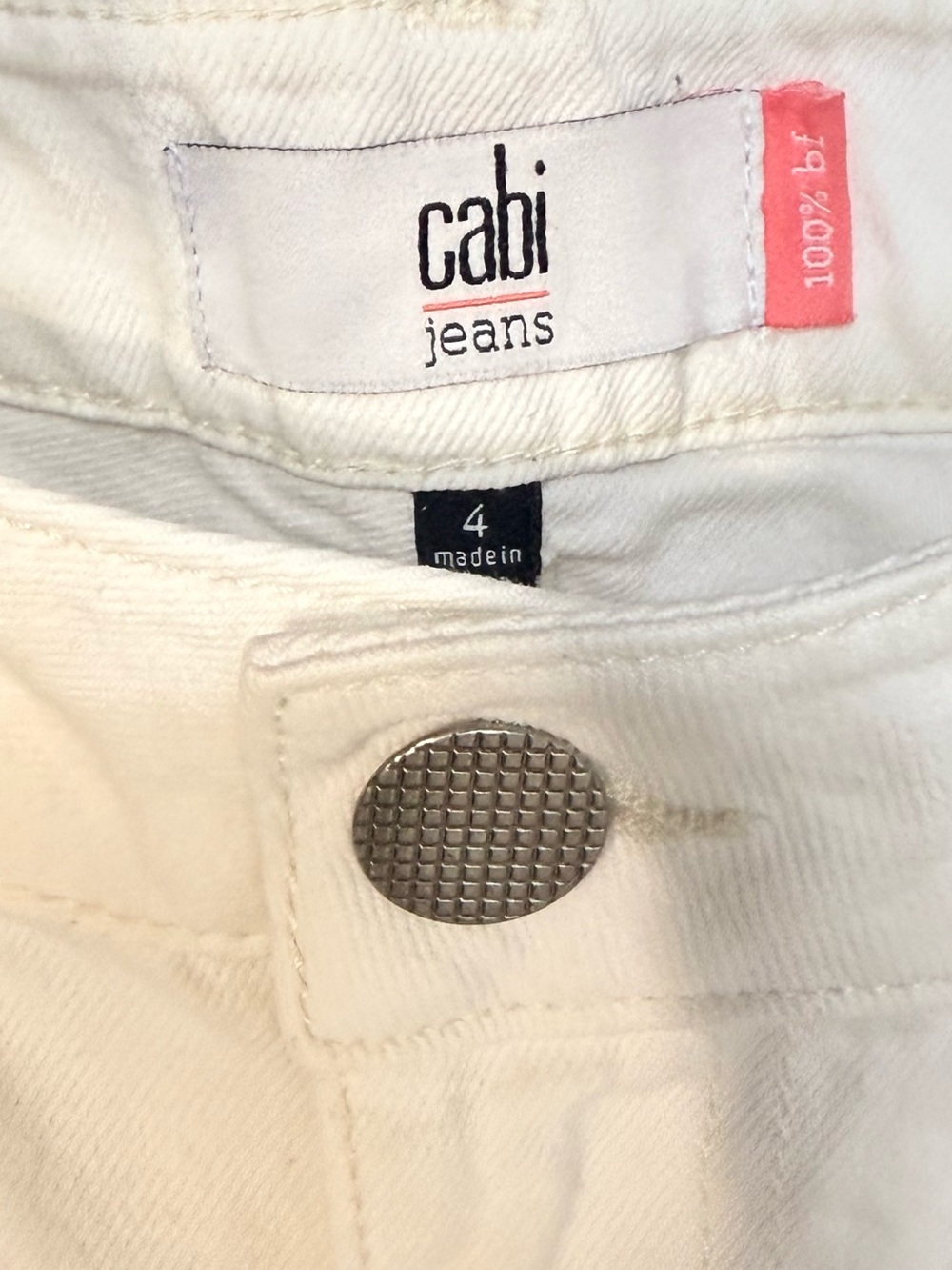 Cabi White 100% Cotton Boyfriend Jeans Size 4 - Picture 3 of 6
